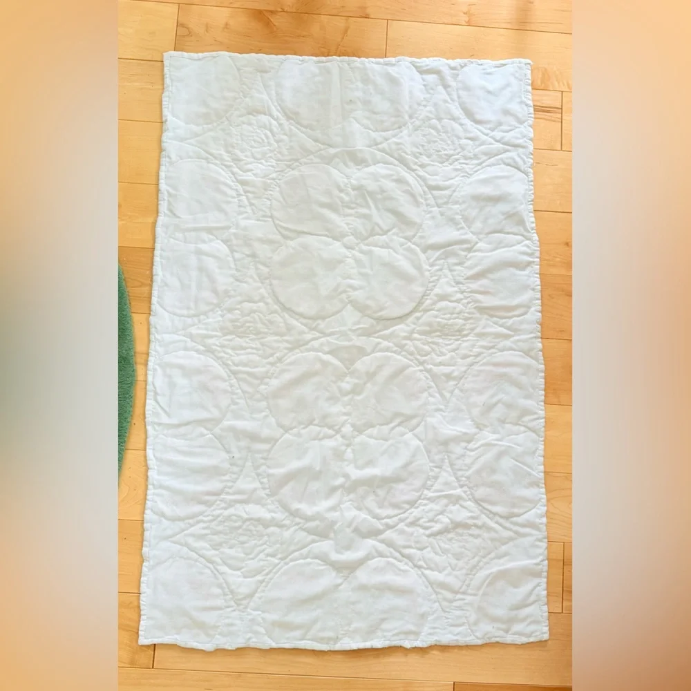Crib Quilt 44”x29” Floral Embroidered